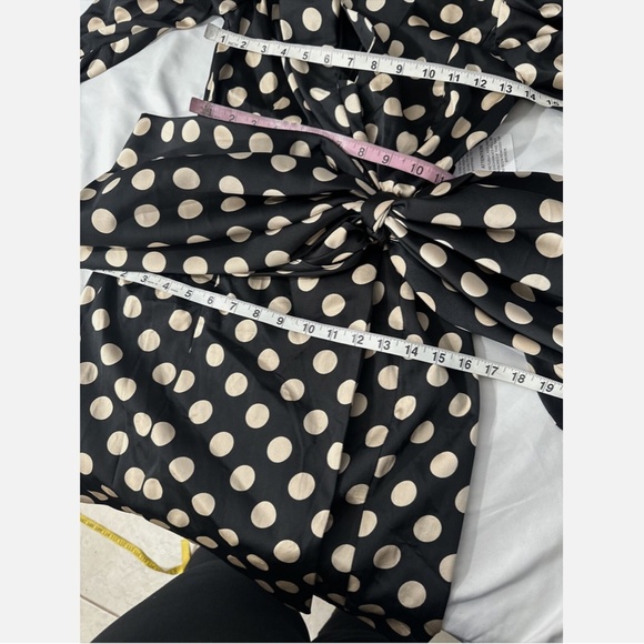 NEW IEENA Mac Duggal [ 0‎ ] Polka Dot Puff Sleeve Soft Tie Tuxedo Dress Black - Picture 7 of 16